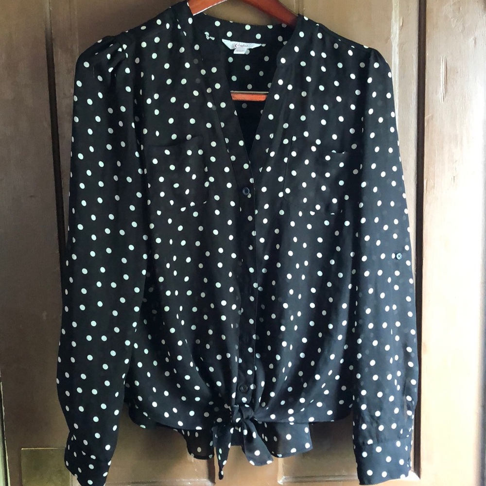 Polka Dot/Lace long sleeve button up